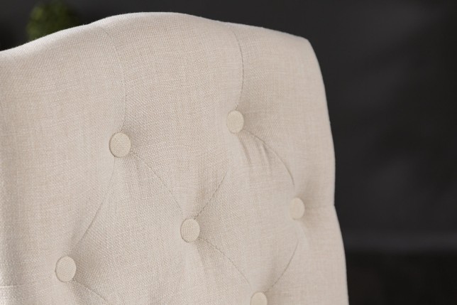 Chaise CASTLE beige tissu texturé chesterfield - lot de 2