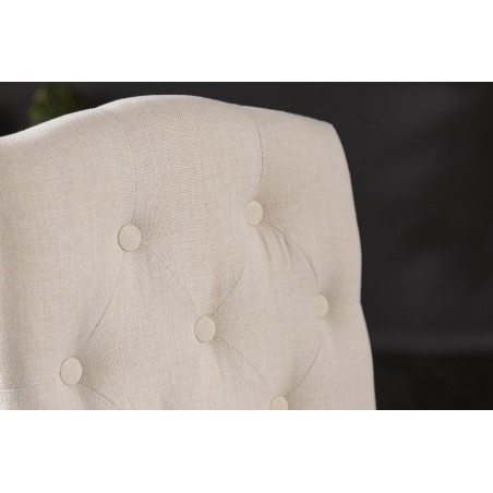 Chaise CASTLE beige tissu texturé chesterfield - lot de 2