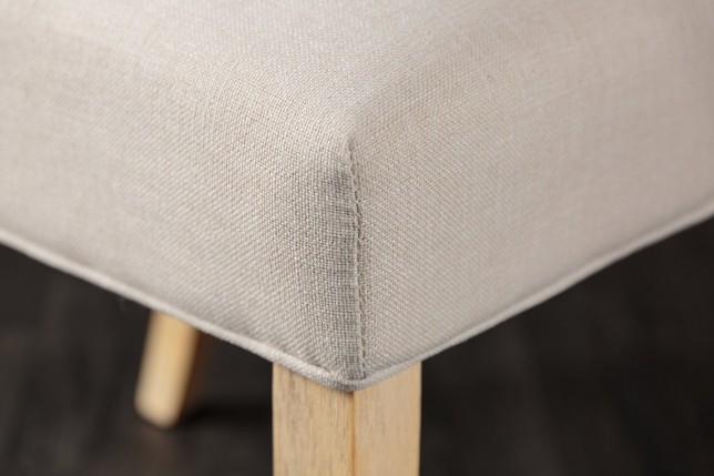 Chaise CASTLE beige tissu texturé chesterfield - lot de 2