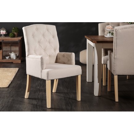 Chaise CASTLE Beige Chesterfield avec Accoudoirs