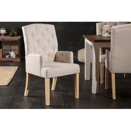 Chaise CASTLE Beige Chesterfield avec Accoudoirs