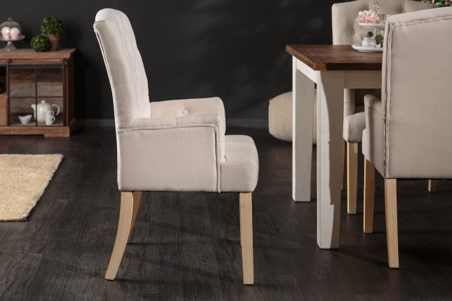 Chaise CASTLE Beige Chesterfield avec Accoudoirs