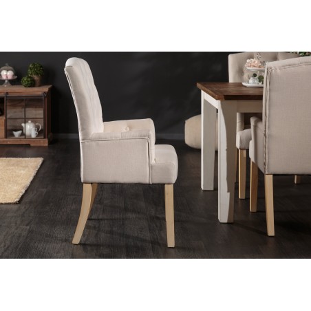 Chaise CASTLE Beige Chesterfield avec Accoudoirs