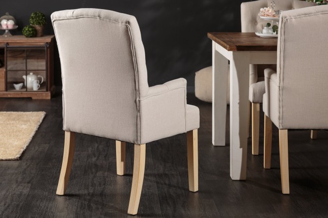 Chaise CASTLE Beige Chesterfield avec Accoudoirs