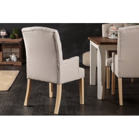 Chaise CASTLE Beige Chesterfield avec Accoudoirs