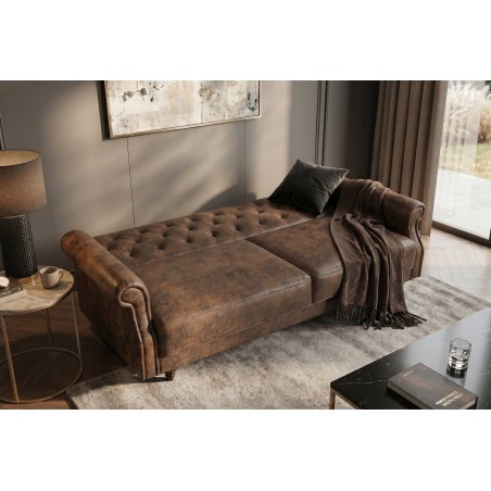 Canapé-lit 220cm microfibre marron - MAISON BELLE AFFAIRE