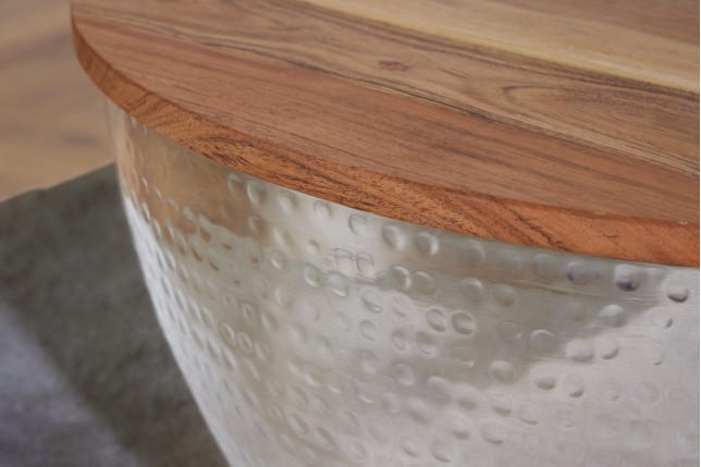 Table basse Orient Storage 60cm acacia massif et métal