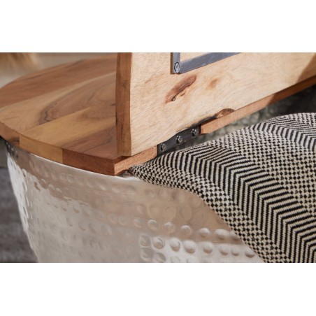 Table basse Orient Storage 60cm acacia massif et métal