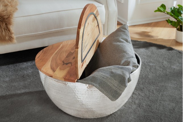 Table basse Orient Storage 60cm acacia massif et métal
