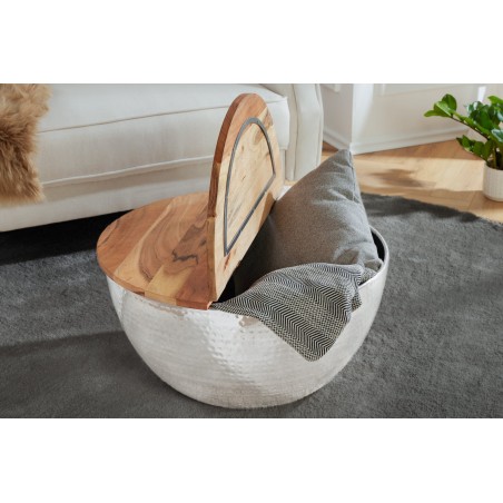 Table basse Orient Storage 60cm acacia massif et métal