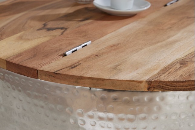 Table basse Orient Storage 60cm acacia massif et métal
