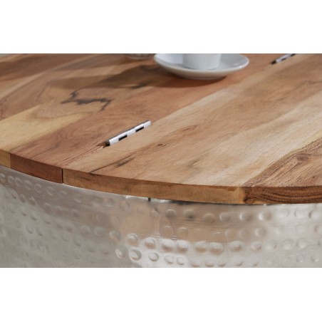 Table basse Orient Storage 60cm acacia massif et métal