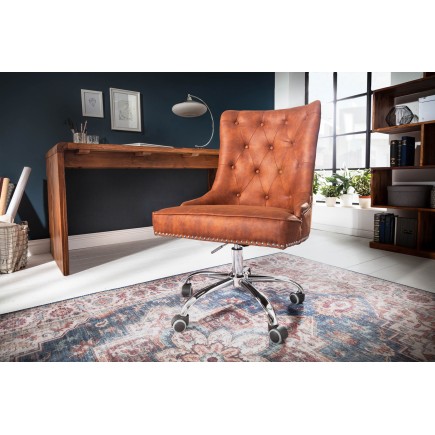 Chaise de bureau VICTORIAN microfibre brun clair baroque