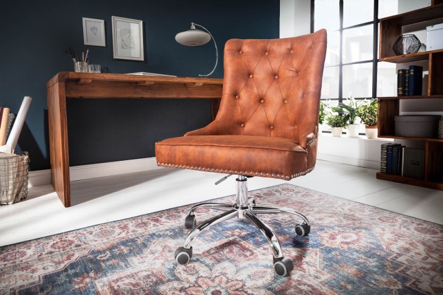 Chaise de bureau VICTORIAN microfibre brun clair baroque