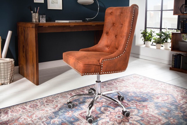 Chaise de bureau VICTORIAN microfibre brun clair baroque