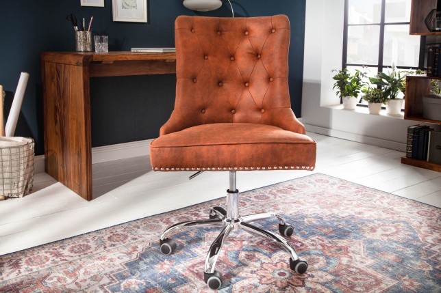 Chaise de bureau VICTORIAN microfibre brun clair baroque