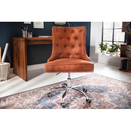 Chaise de bureau VICTORIAN microfibre brun clair baroque