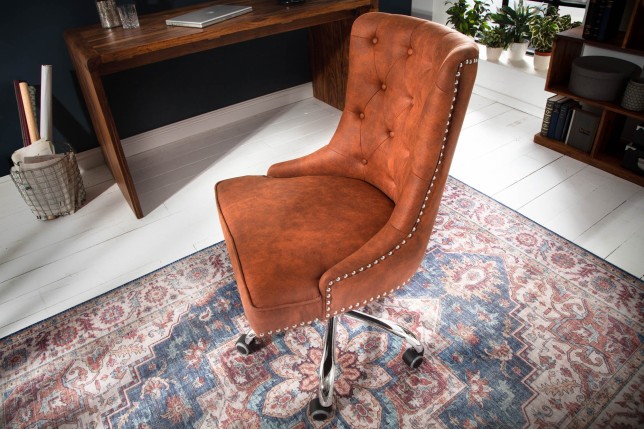 Chaise de bureau VICTORIAN microfibre brun clair baroque