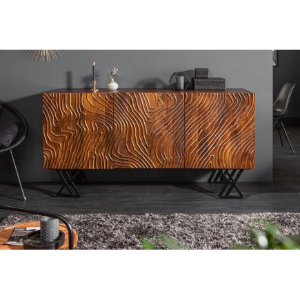 Buffet bas FLUID 160cm manguier massif brun verni 2