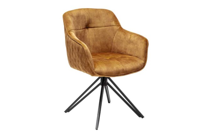 Fauteuil pivotant EUPHORIA velours moutarde 180°