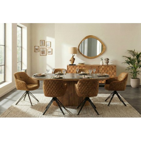 Fauteuil pivotant EUPHORIA velours moutarde 180°