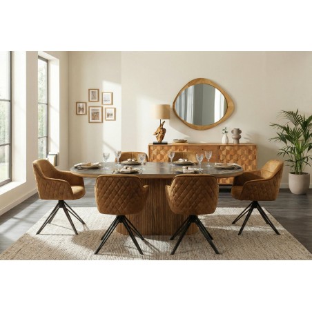 Fauteuil pivotant EUPHORIA velours moutarde 180°