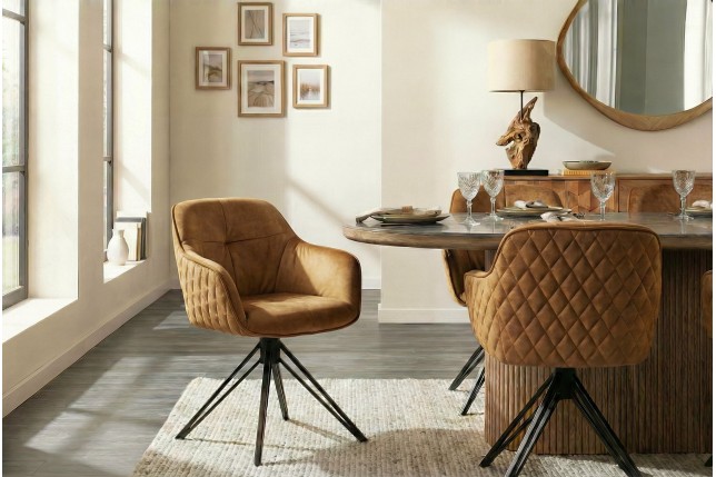 Fauteuil pivotant EUPHORIA velours moutarde 180°