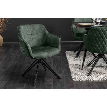 Fauteuil pivotant EUPHORIA velours vert foncé 180°