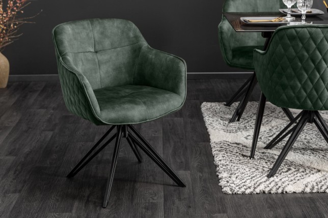 Fauteuil pivotant EUPHORIA velours vert foncé 180°