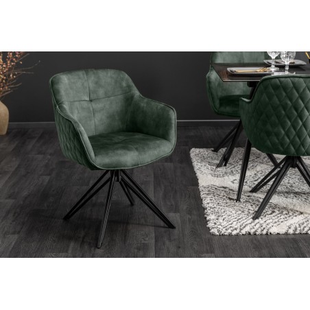 Fauteuil pivotant EUPHORIA velours vert foncé 180°