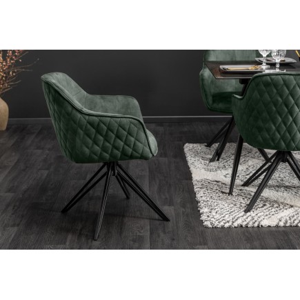Fauteuil pivotant EUPHORIA velours vert foncé 180° 2