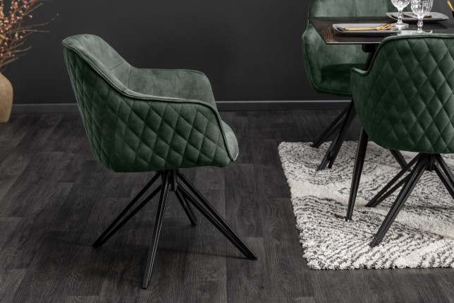 Fauteuil pivotant EUPHORIA velours vert foncé 180°