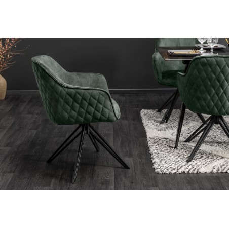 Fauteuil pivotant EUPHORIA velours vert foncé 180°