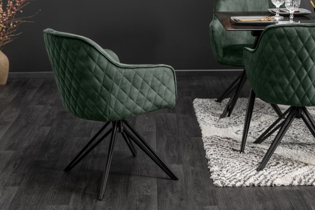Fauteuil pivotant EUPHORIA velours vert foncé 180°