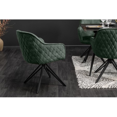Fauteuil pivotant EUPHORIA velours vert foncé 180°