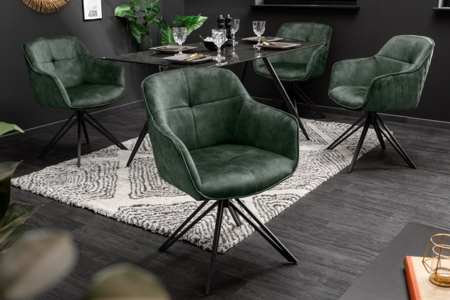 Fauteuil pivotant EUPHORIA velours vert foncé 180°