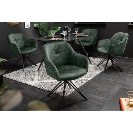 Fauteuil pivotant EUPHORIA velours vert foncé 180°