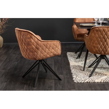 Fauteuil pivotant EUPHORIA velours brun 180° 2