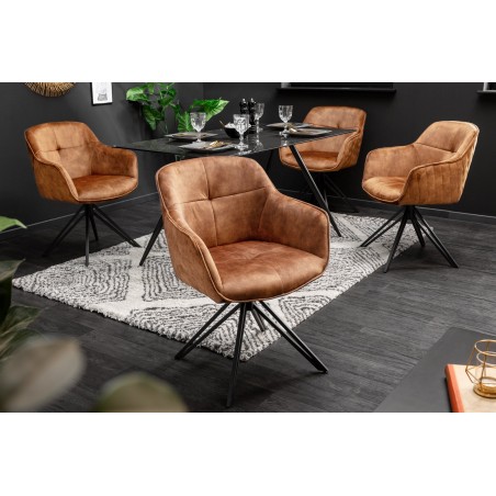 Fauteuil pivotant EUPHORIA velours brun 180°