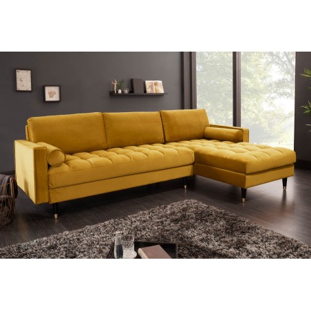 Canapé d'angle COZY VELVET 260cm Velours Moutarde