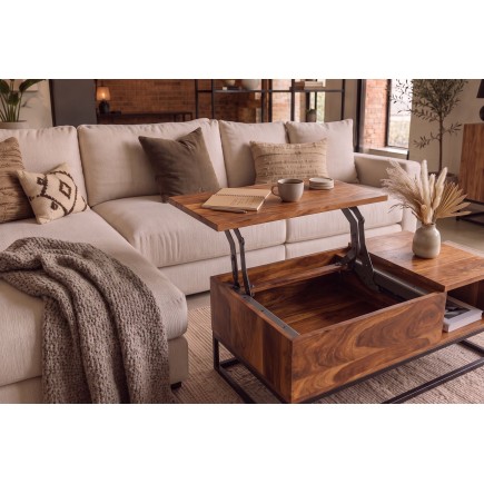 Table Basse Relevable en Sheesham Massif 110 cm | Elsines 2