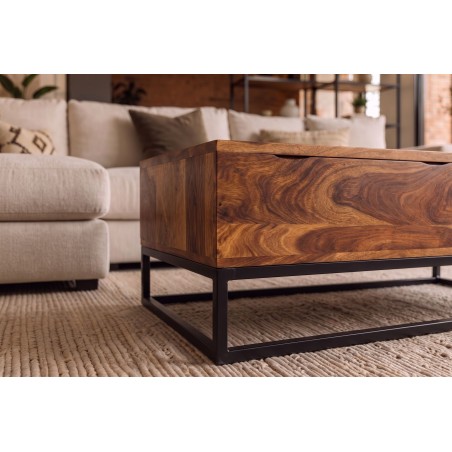 Table Basse Relevable en Sheesham Massif 110 cm | Elsines