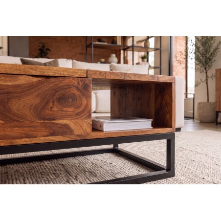 Table Basse Relevable en Sheesham Massif 110 cm | Elsines