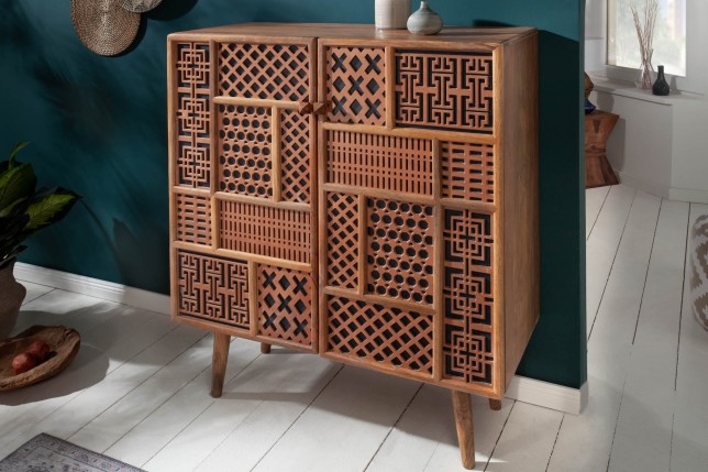 Highboard MARRAKECH 120cm manguier naturel - Buffet haut