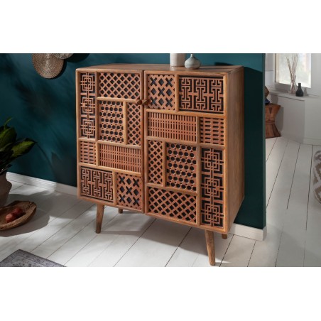 Highboard MARRAKECH 120cm manguier naturel - Buffet haut