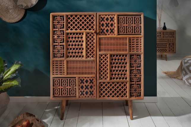 Highboard MARRAKECH 120cm manguier naturel - Buffet haut
