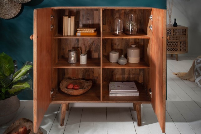 Highboard MARRAKECH 120cm manguier naturel - Buffet haut