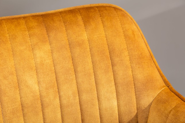 Chaise de bureau TURIN velours moutarde - Accoudoirs