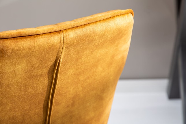 Chaise de bureau TURIN velours moutarde - Accoudoirs