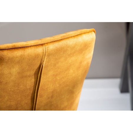Chaise de bureau TURIN velours moutarde - Accoudoirs